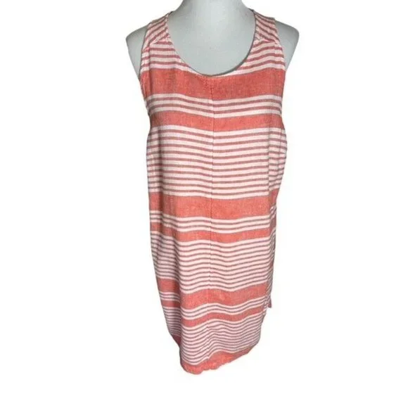 women linen blended a-line sleeveless dress Sleeveless Linen Dress ACADIA in Natural melange main image 0
